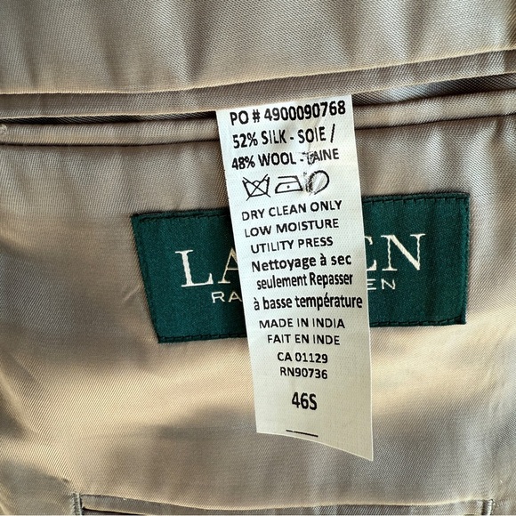 Lauren Ralph Lauren Men's Houndstooth Plaid Blazer Brown Wool Silk Blend Sz 46S - Picture 6 of 7